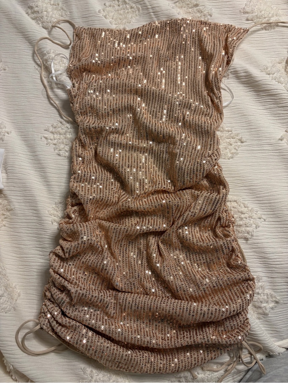 NWT Hello Molly Sequin Ruched Gold Bodycon Dress